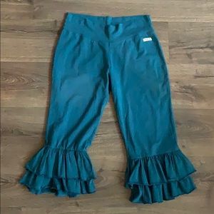 Sew Sassy dark teal ruffle capris